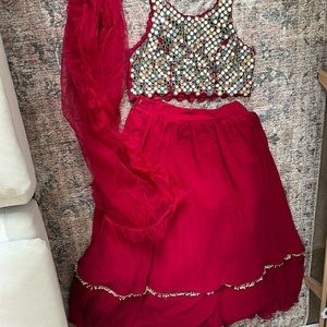 Berry red lehengha. Wore once for a wedding.